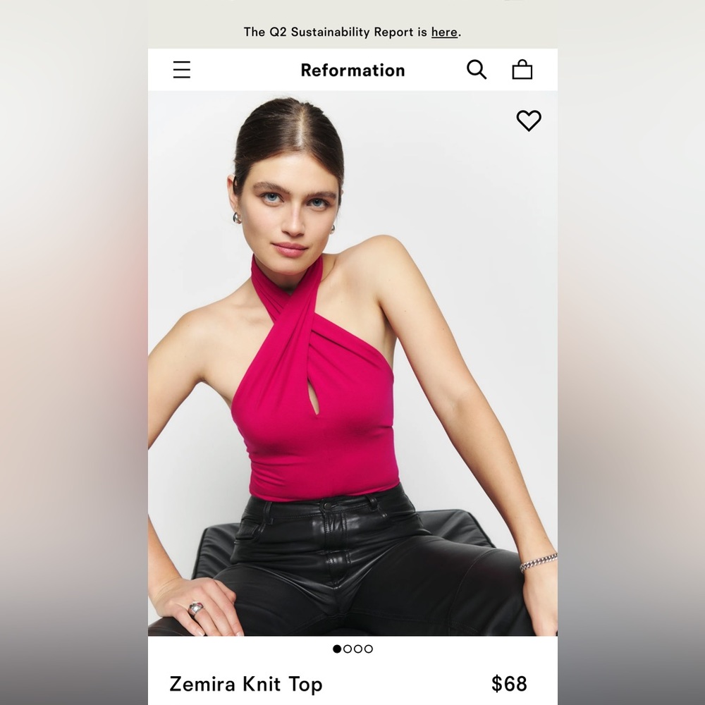 NWT Reformation Zemira Top Rhubarb Pink - US Small 4/6